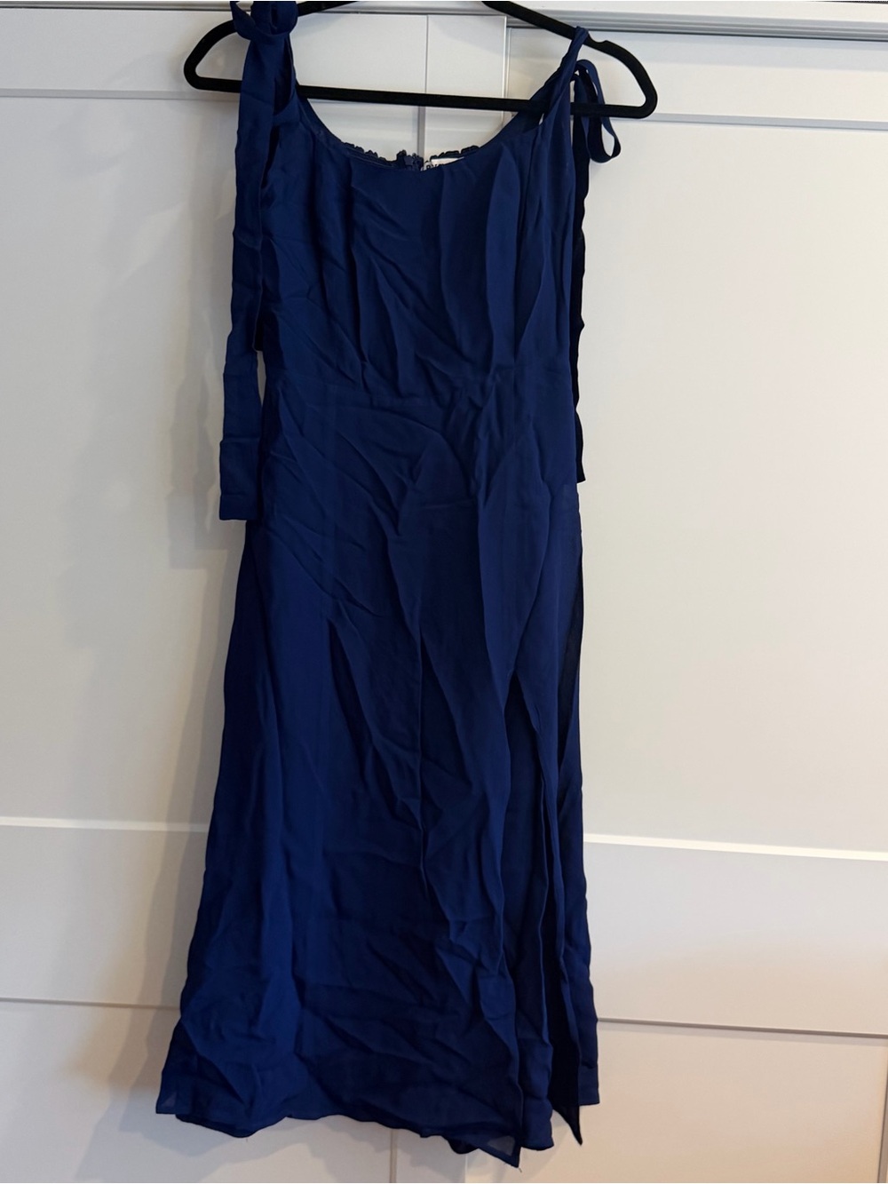 Reformation Blue Tie-Shoulder Midi Slip Dress